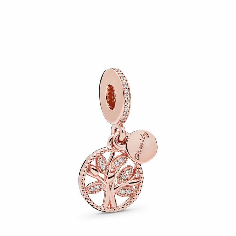 Pandora Rose™ Family Heritage Dangle Charm Ireland - Pandora Rose/Cubic Zirconia - 248056DAF